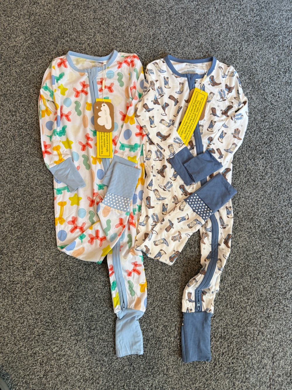 NWT Angel Dear Convertible Pajamas in Multi-Color Print with Blue Trim